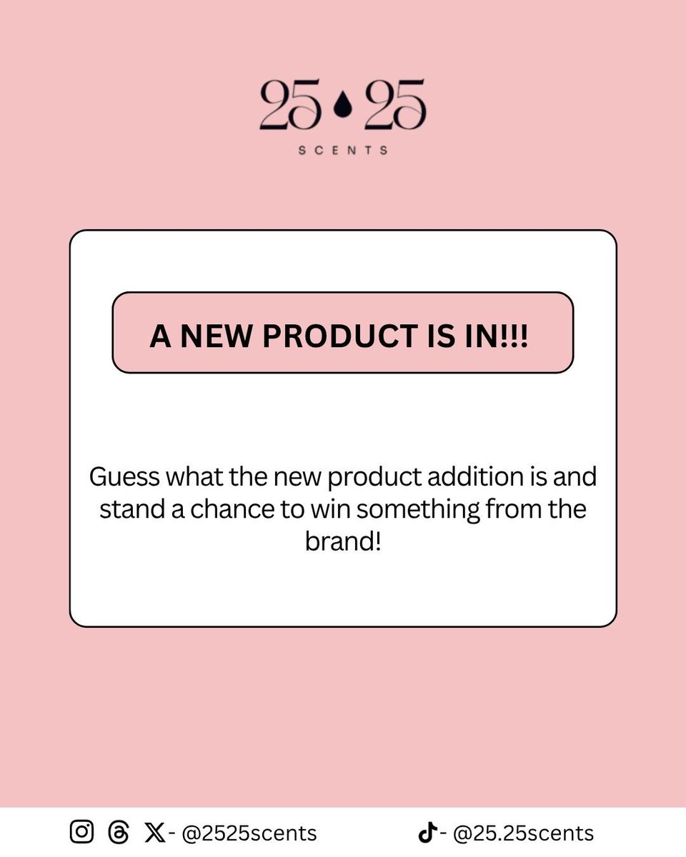 2525scents's tweet photo. New newwww🥳🥳🥳
First commenter to get it right gets a 🎁 on launch day.
Drop answers in the comment section on Instagram, let’s go🤍💋
PS: You must be following the page to win.

#MoreOfALifestyleThanAProduct #Selfcare #2525Scents https://t.co/6EujOJFTnL