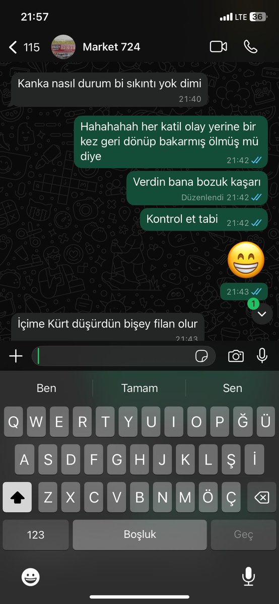 Şerefsiz verdi bana bozuk eski kaşarı kontrol ediyor öldüm mü diye 😁