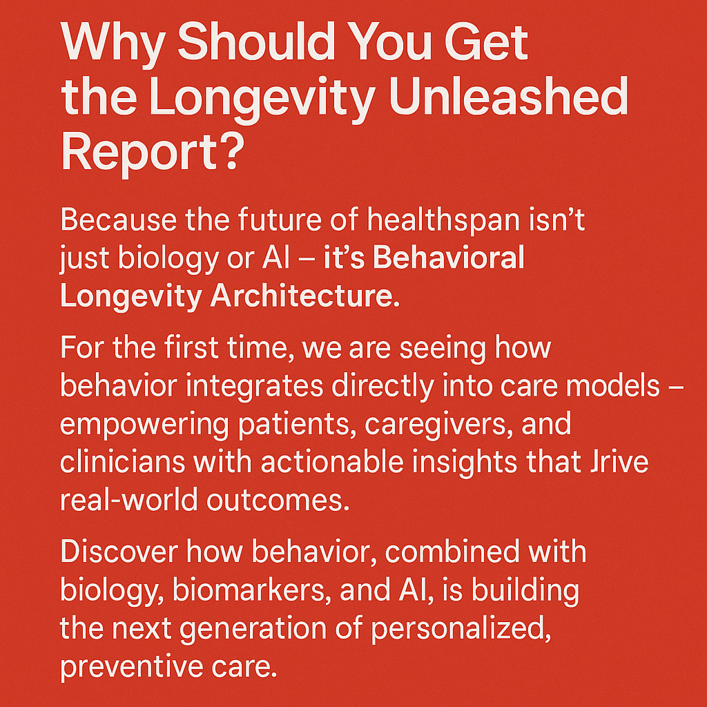 PHfirstMarsNext's tweet image. The next frontier of healthspan is here — and it’s not just biology or AI. 
👉 It’s Behavioral Longevity Architecture. Discover how behavior, AI &amp;amp; biology converge to shape precision health. Download the Longevity Unleashed Report: tinyurl.com/yv93pdrw #LongevityUnleashed