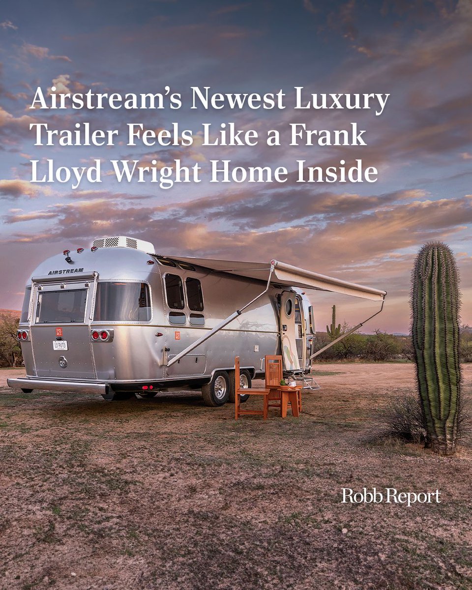 RobbReport's tweet photo. Airstream has partnered with the Frank Lloyd Wright Foundation to create the Usonian Limited Edition Travel Trailer, a rolling tribute to the legendary architect’s design philosophy. Inspired by Taliesin West and other Wright masterpieces, the wood-lined interior features convertible spaces, 29 windows, and custom details like the Gordon Leaf Pattern. Only 200 examples of the $184,900 trailer will be made, each merging midcentury elegance with modern mobility. Deliveries begin later this summer, but registration is open now. More: https://t.co/Dw9gCDwZKC