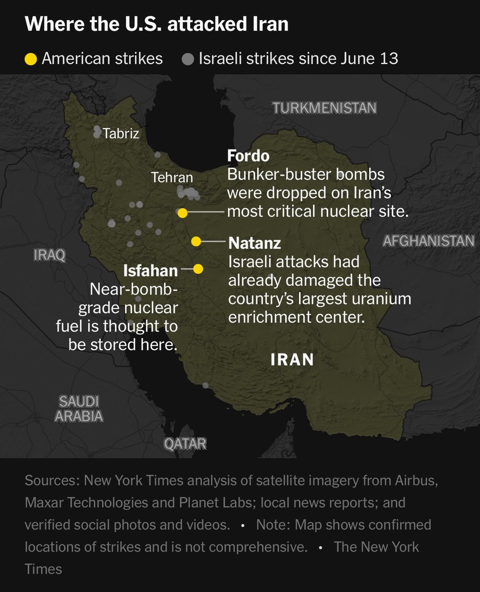 Worried he would look weak after Bibi ignored him and attacked Iran, Trump (who campaigned against wars) goes to war against Iran with bombers and missiles (without seeking OK from Congress) to destroy nuke capacity it build up after Trump destroyed the JCPOA. 🙄