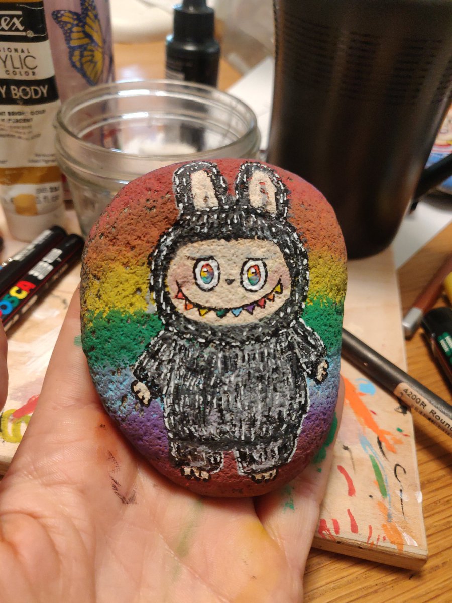 tmr_makes's tweet image. One goofy Lafufu on a bumpy ass rock in progress.