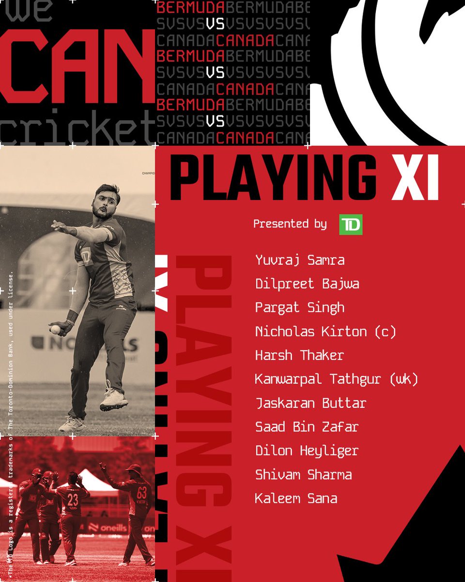 canadiancricket's tweet photo. Here comes the final 1๏ธโฃ1๏ธโฃ
Bermuda won the toss and opt to bat
Live on https://t.co/63s5Fwelyk
#CricketCanada #WeCANCricket #T20WCQualifiers #BERvCAN https://t.co/58LJO7nEGI