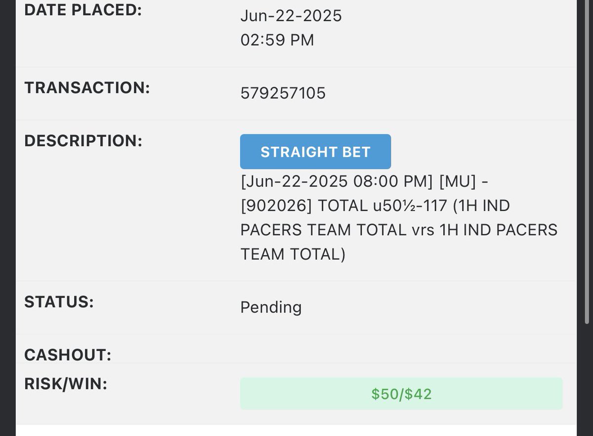 den_degenerate's tweet photo. 🚨 PLAY OF THE DAY 🚨

🏀 INDIANA TEAM TOTAL 1H U 50.5 🏀

Pretty self-explanatory here as the Pacers HAVE NOT cleared this line while playing away all series. The Thunder crowd makes the difference, and I think they’ll do it again tonight as the Pacers don’t get close. https://t.co/TluHKBCzso