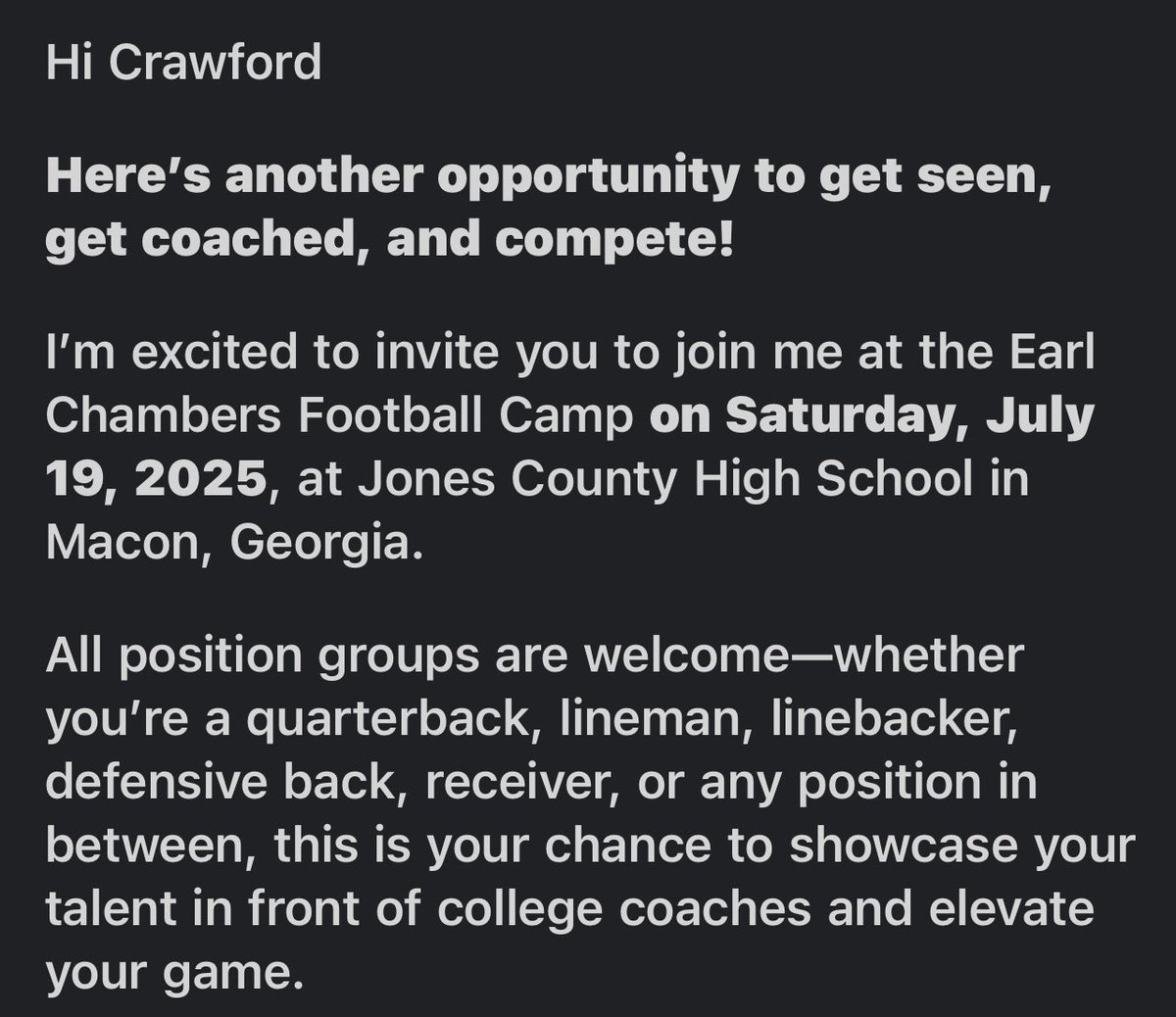 Thank you <a href="/CoachEChambers/">Earl Chambers</a> for the invite! Truly honored and blessed! <a href="/KYSUFB/">Kentucky State University Football</a> <a href="/MaxPreps/">MaxPreps</a> <a href="/247Sports/">247Sports</a>