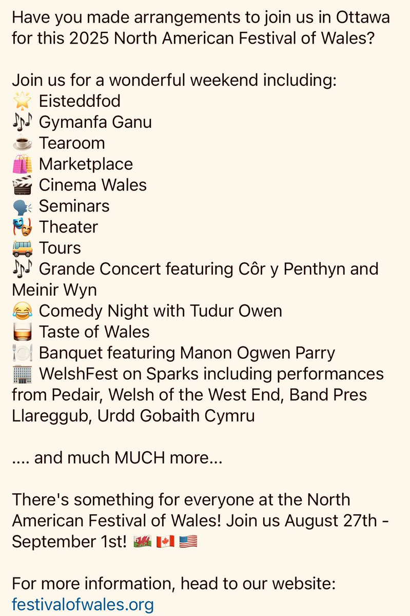 First trip to Canada in August! 🇨🇦 🎵 #NorthAmericanFestivalofWales