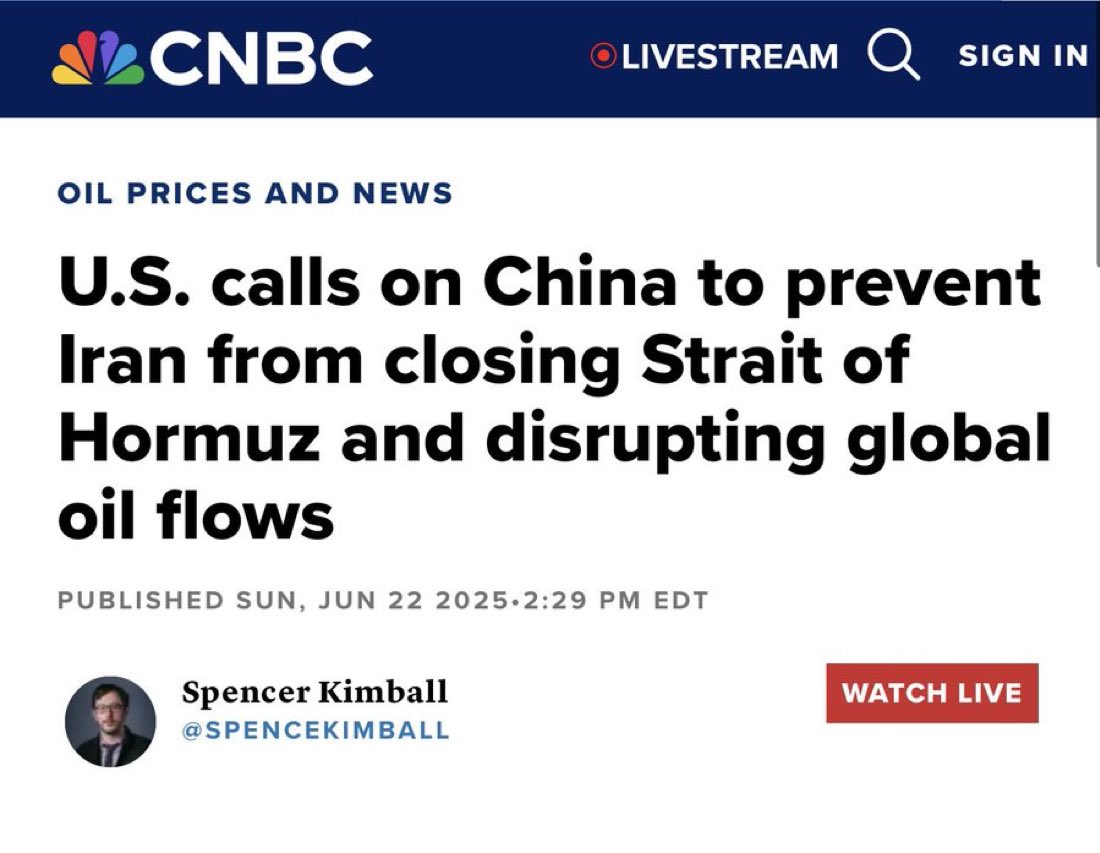 Let’s review: 

-Trump starts trade war with China.
-Trump bombs Iran- who supplies 15% of China’s oil.
- US begs publicly for China to step in.

We are not a serious country.
This administration has no plan.