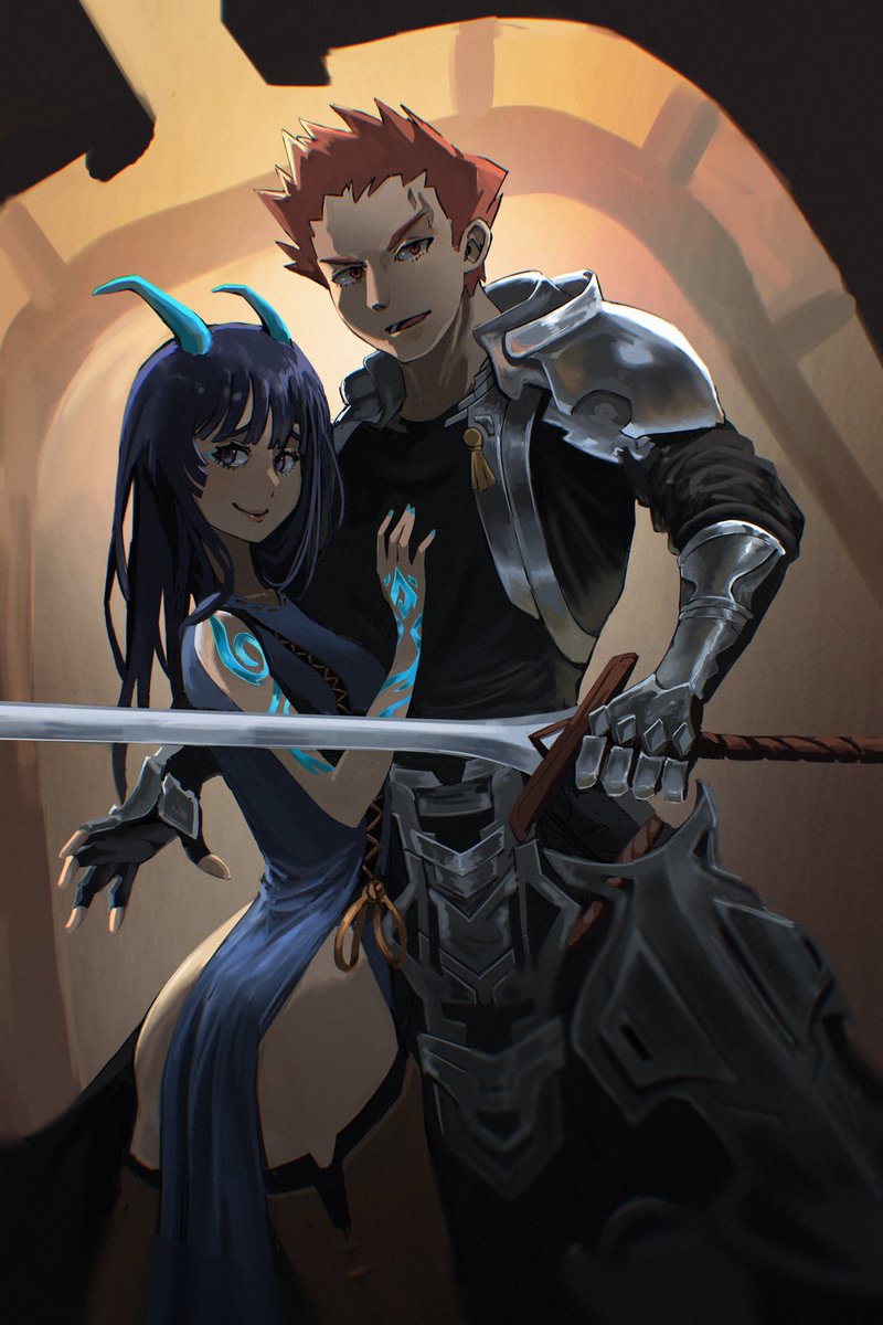 Ushien_art's tweet image. The enchantress and the guardian
Composition of the first two characters, I hope it looks good