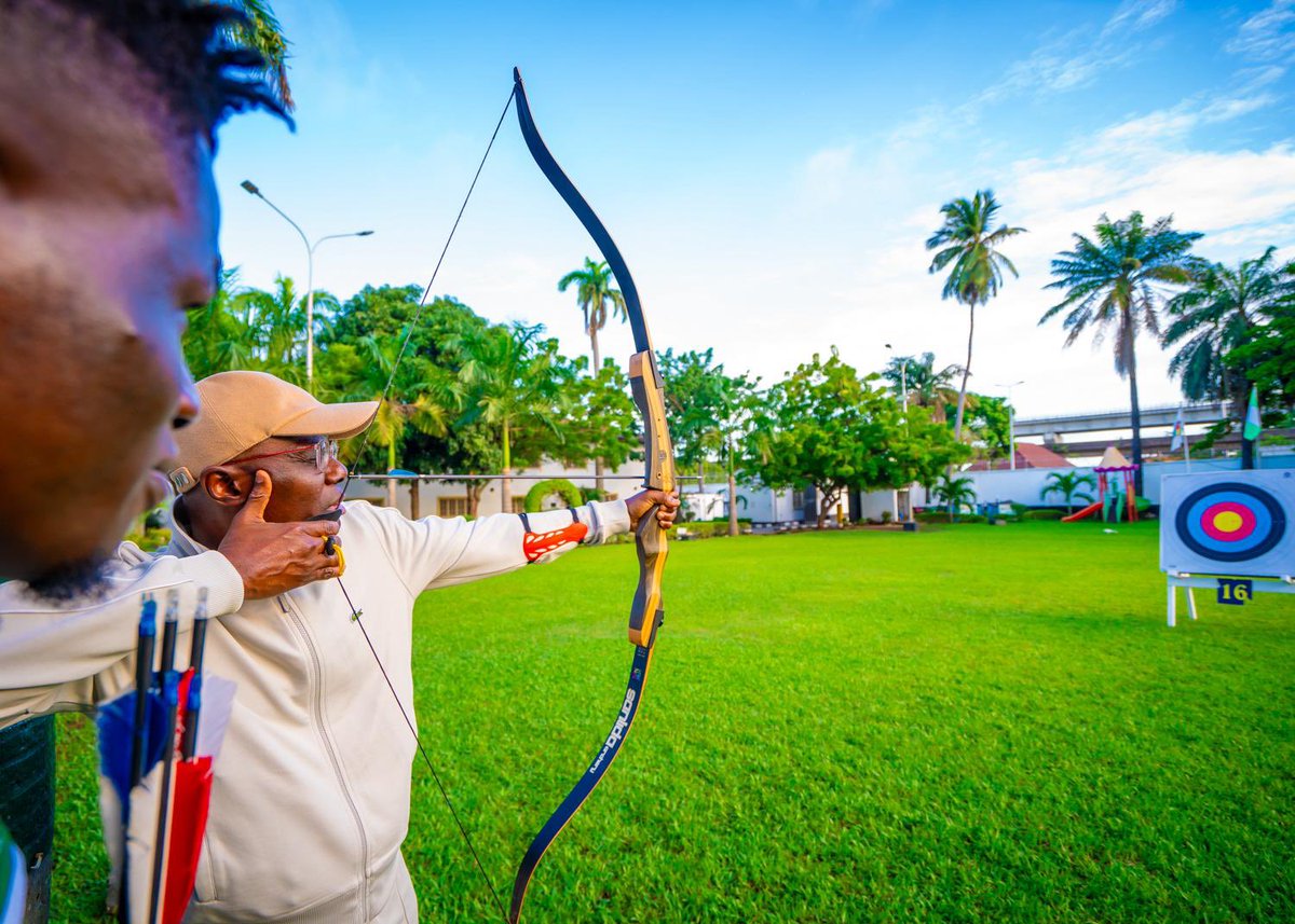 Mr_JAGs's tweet photo. Governor of Lagos State, Mr @jidesanwoolu today received Mr Emmanuel Oyeleke @EmmanuelOyeleK of Zen Archery, Lagos on a Courtesy Visit at the Lagos House, Marina. 

Mr Emmanuel Oyeleke is a visual artist with over a decade experience and now an archer, he has rapidly moved up the ranks of archery to become the Nigerian National Archery Champion, and he currently leads the Nigerian Archery Team as its captain.

In 2022, he represented Nigeria at the 12th African Archery Championship in South Africa, where his team secured silver medals. 

Emmanuel has founded Zen Archery in
2023, an organization focused on promotion of archery and developing the sport in Nigeria.

#ZenArchery 
#EmmanuelOyeleke 
#GreaterLagosRising