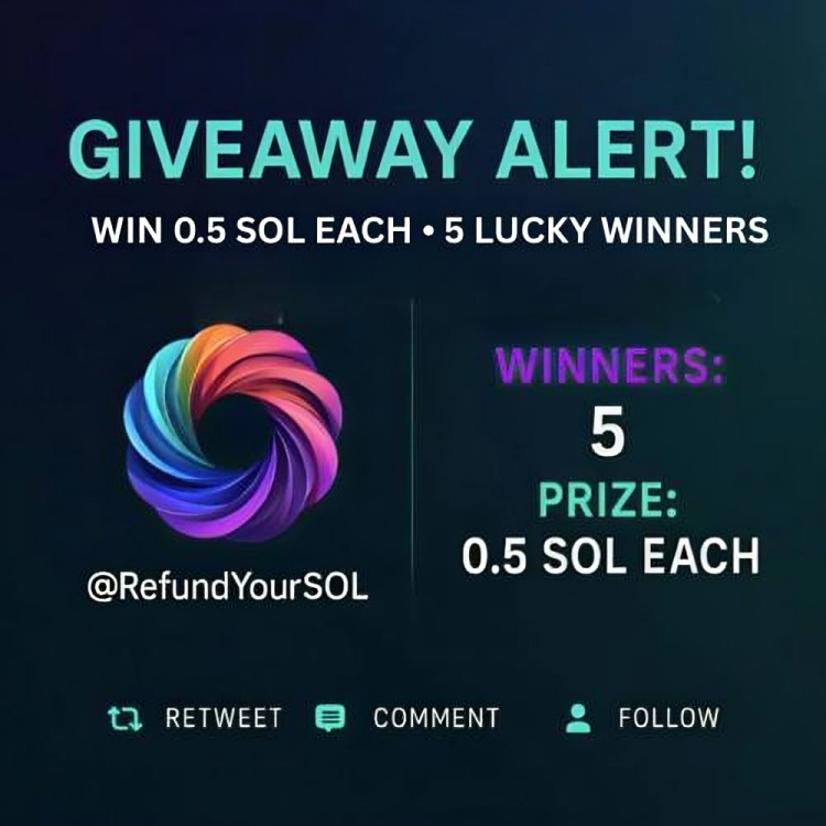 🚨 GIVEAWAY ALERT 🚨

We just closed 250,000+ token accounts and refunded over 500+ SOL — time to celebrate!
💰 2.5 SOL up for grabs — 5 winners!🏆

To enter:
• 🔁 Retweet  
• 💬 Comment Your Wallet
• ➕ Follow
• 💰 Refund Your SOL 👇
refundyoursol.com/x

🎯 High chances