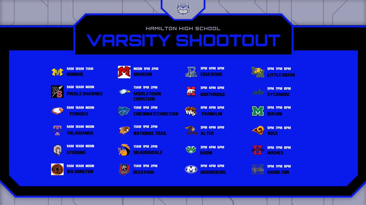 Hamilton Big Blue Shootout!!!

June 23rd &amp; 24th

Monday: 18 Freshman &amp; JV Teams
Tuesday: 24 Varsity Teams

Thank you to all the teams &amp; coaches for participating in our event! Looking forward to the next couple of days. 

$5 daily admission. Come &amp; check out some basketball!