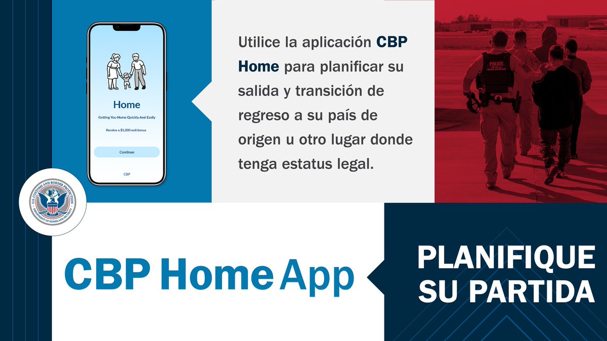USBPChiefRGV's tweet image. The CBP Home app is your chance to leave voluntarily if you're in the country illegally
Use it now-or you Will be found and deported with zero chance of returning
go.dhs.gov/wqh