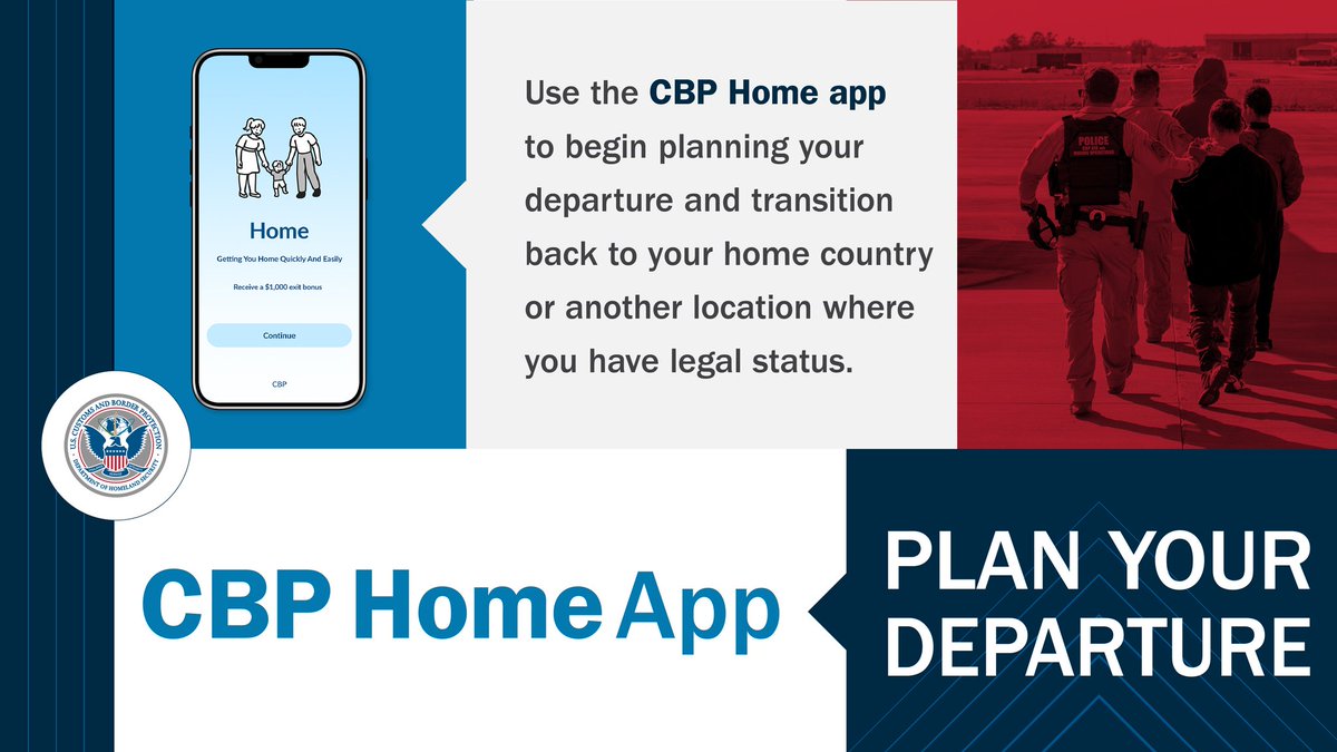 USBPChiefRGV's tweet image. The CBP Home app is your chance to leave voluntarily if you're in the country illegally
Use it now-or you Will be found and deported with zero chance of returning
go.dhs.gov/wqh