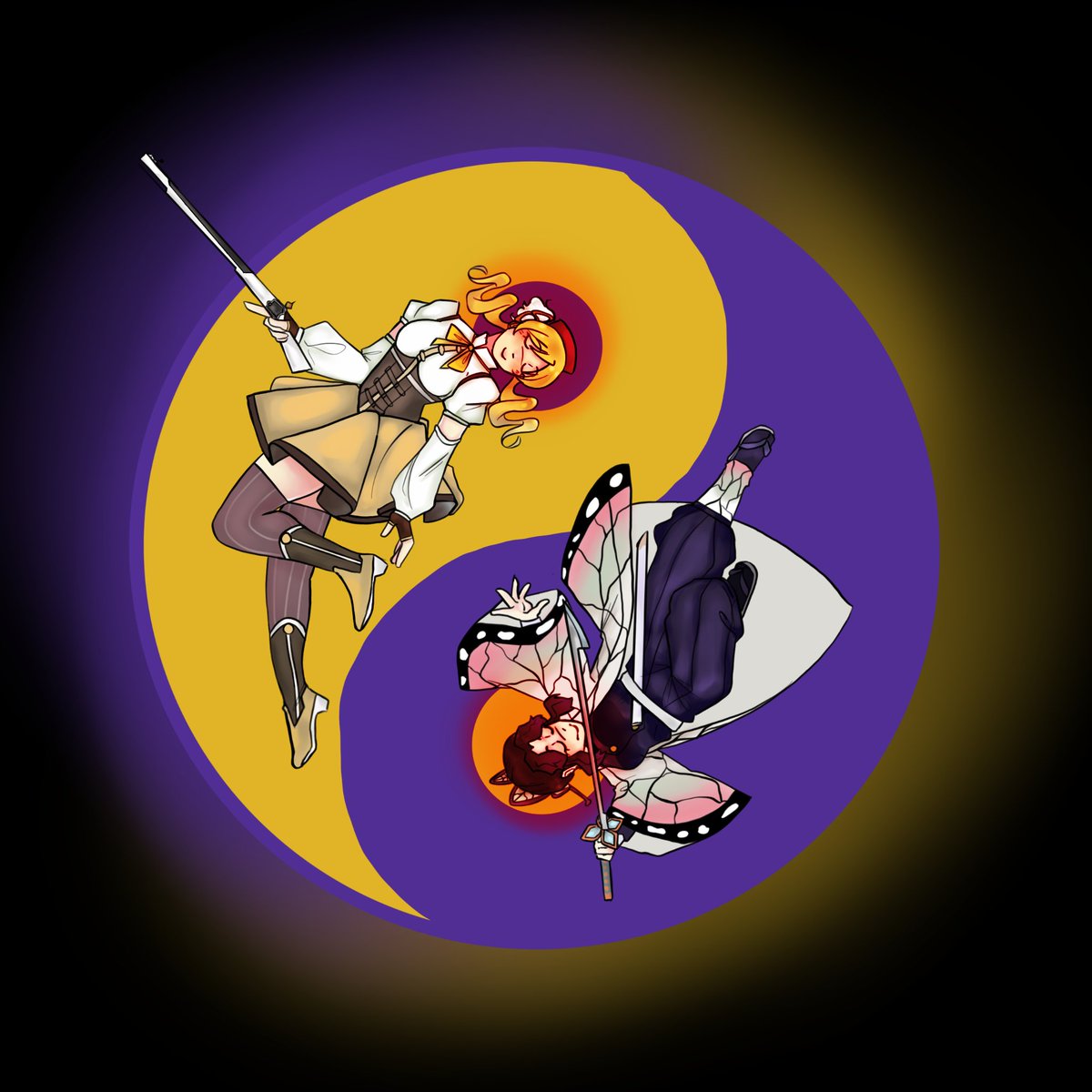 Machexa_0's tweet photo. Mami Tomoya and Shinobu Kocho?? Hmm, they seem to be connected in some way, namely in character.
#magicgirls #kny #fanart #shinobukocho #mamitomoe #art https://t.co/qElGIMlGq2