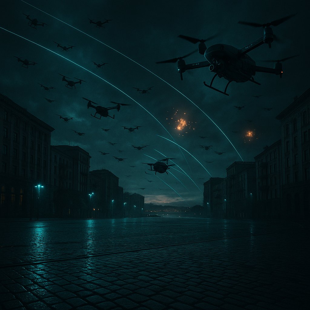 itxcrusher's tweet photo. Russia’s barrage of 440 drones and 32 missiles over Kyiv shows drone warfare scaling to strategic level. When the sky itself is weaponized, how must airspace and satellite governance evolve?

#SpaceSecurity #DroneWarfare https://t.co/v314VjGyLw
