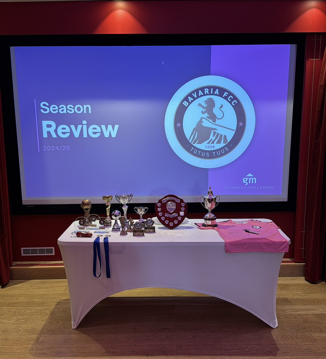 BavariaFCC's tweet photo. A big thank you as always to our sponsors @GMIHOMESINTER for their continued support in our vision and also to The Queen’s for hosting us last night for our awards presentation.

2025/26 season loading. Big news coming 🔜⏳

#ThePinks | BavariaFutsal 💕 https://t.co/mrReIZFilz