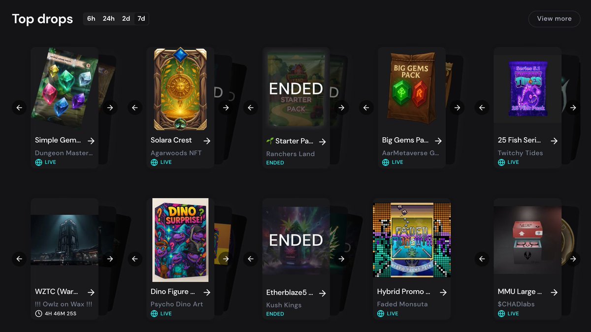 NeftyBlocks (@neftyblocks) on Twitter photo 🔥 Weekly Top Drops on NeftyBlocks!🔥
1️⃣ Simple Gem Pack Drop by <a href="/WombatDungeon/">Dungeon Master</a>
2️⃣ Solara Crest by <a href="/agarwoodsnft/">Agarwoods NFT</a>
3️⃣ 🌱 Starter Pack Campaign by <a href="/ranchersland/">ranchers land</a>
We love seeing all the amazing drops and art created each week — keep it up! 🔥 Weekly Top Drops on NeftyBlocks!🔥
1️⃣ Simple Gem Pack Drop by <a href="/WombatDungeon/">Dungeon Master</a>
2️⃣ Solara Crest by <a href="/agarwoodsnft/">Agarwoods NFT</a>
3️⃣ 🌱 Starter Pack Campaign by <a href="/ranchersland/">ranchers land</a>
We love seeing all the amazing drops and art created each week — keep it up!