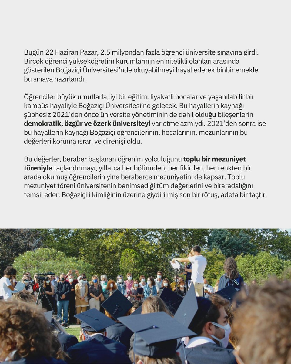 butikboun's tweet image. Boğaziçi Üniversitesi bileşenleri olarak 2 Temmuz&apos;da Güney Meydan&apos;da, Alternatif Mezuniyet&apos;teyiz!