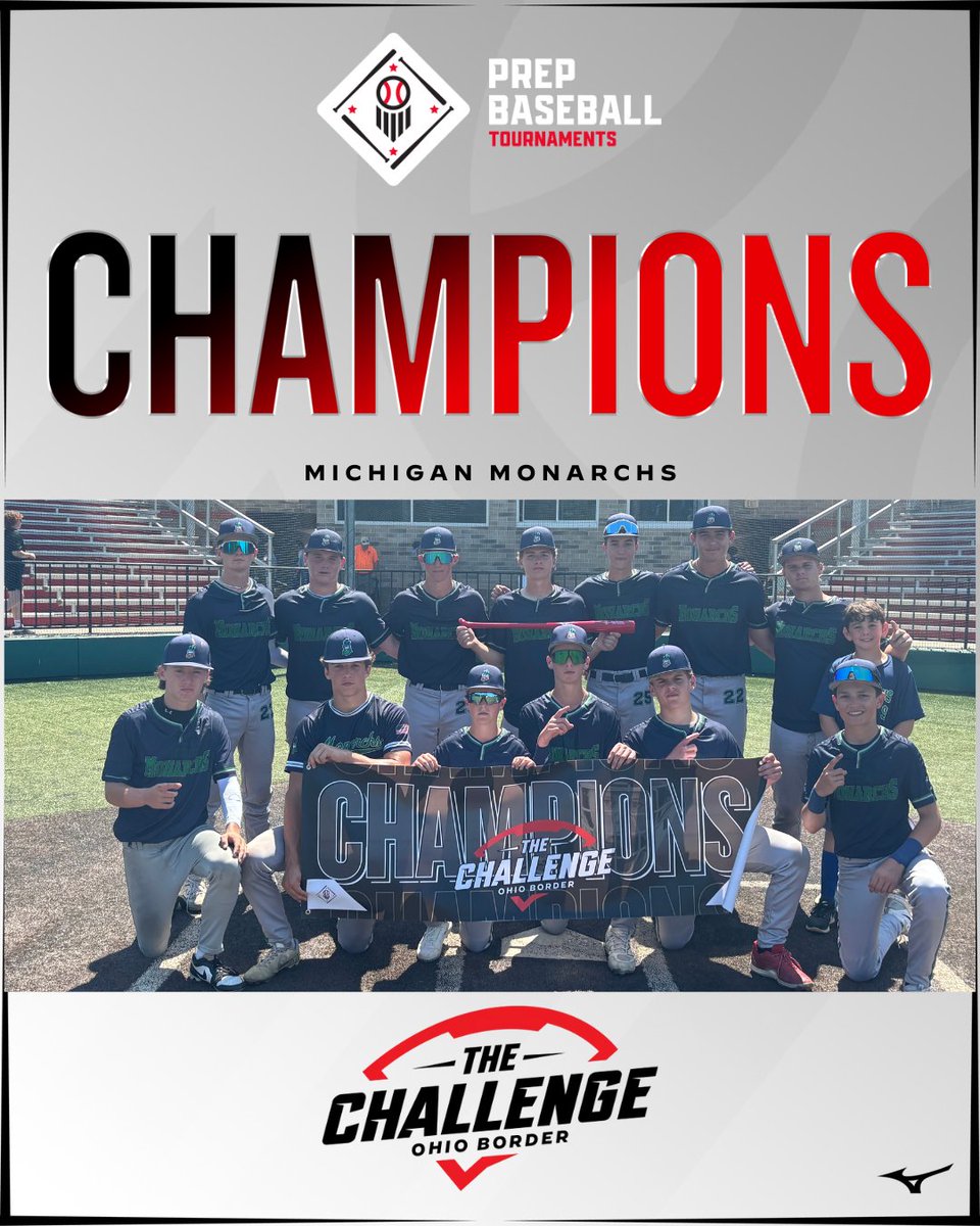 Prep Baseball Ohio (@prepbaseballoh) on Twitter photo 🥇TOURNAMENT CHAMPIONS 🥇
Michigan Monarchs
Championship Game MVP - Jordan Godfrey
🏆 PBT Ohio Border Challenge🏆
⚾️ 15U Champions
📅 6/19-6/22
📍 Toledo, OH
<a href="/PBRTournaments/">Prep Baseball Tournaments</a> | <a href="/PrepBaseOHScout/">Prep Baseball Ohio Scouting Coverage</a> |
<a href="/PrepBaseballOH/">Prep Baseball Ohio</a> 🥇TOURNAMENT CHAMPIONS 🥇
Michigan Monarchs
Championship Game MVP - Jordan Godfrey
🏆 PBT Ohio Border Challenge🏆
⚾️ 15U Champions
📅 6/19-6/22
📍 Toledo, OH
<a href="/PBRTournaments/">Prep Baseball Tournaments</a> | <a href="/PrepBaseOHScout/">Prep Baseball Ohio Scouting Coverage</a> |
<a href="/PrepBaseballOH/">Prep Baseball Ohio</a>