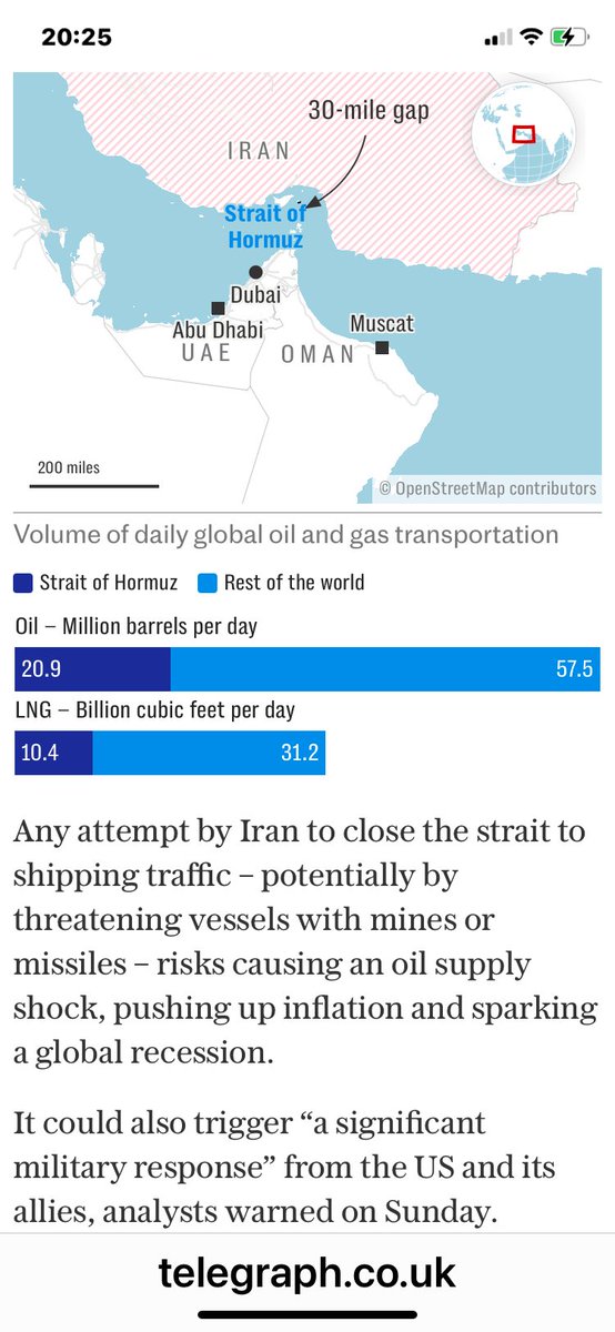 “Iran is poised to shut a major oil “choke point” in the Middle East as retaliation for US strikes on its nuclear facilities, in a move that risks triggering a fresh energy crisis and global recession.

Following Donald Trump’s decision to join the Iran-Israel conflict, lawmakers