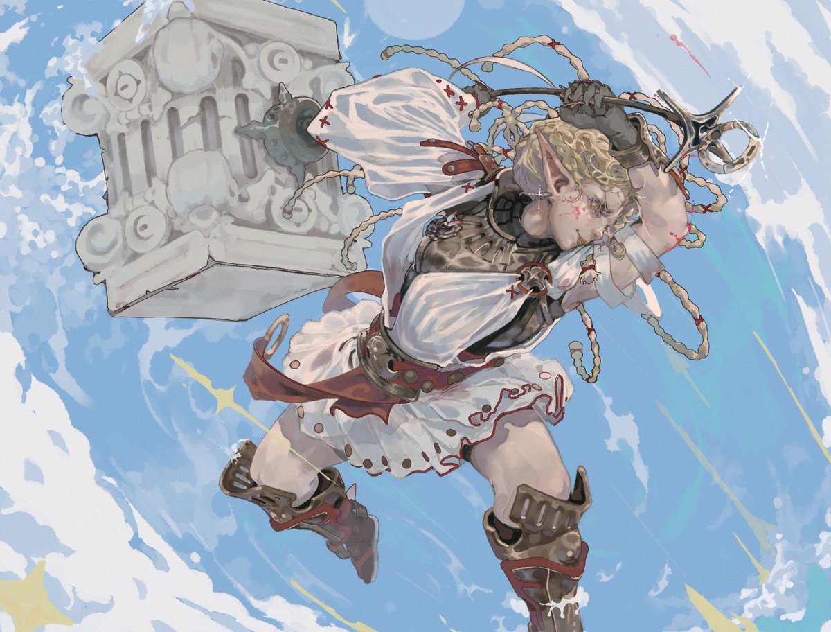 Greek hammer lady commissioned illustration 🔨