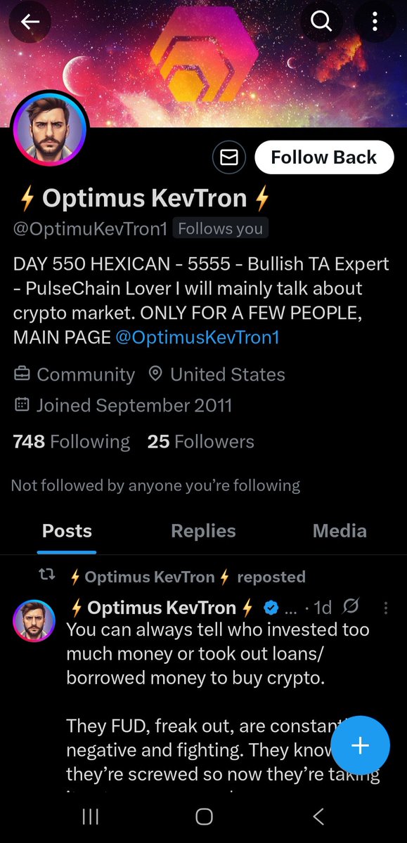 Our good friend <a href="/OptimusKevTron1/">⚡️Optimus KevTron⚡️</a> is being impersonated, and this scammer is scamming. Please help me report and block this dirtbag.. Thank you kindly. 🙏 
$HEX, $PulseX, #PulseChain, $INC