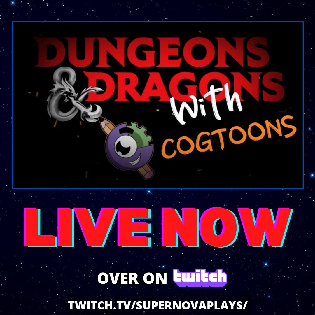 supernovaplays1's tweet photo. 🔴LIVE NOW🔴Join me over on twitch as we progress through our long running D&D campaign hosted by cogtoons where we find ourselves about to battle a big massive baddie. See you there! https://t.co/1Q5v7QMANz #varietystreamer #ukgamer #gaming #dungeonsanddragons #geekstream https://t.co/AYBMzvG1bw