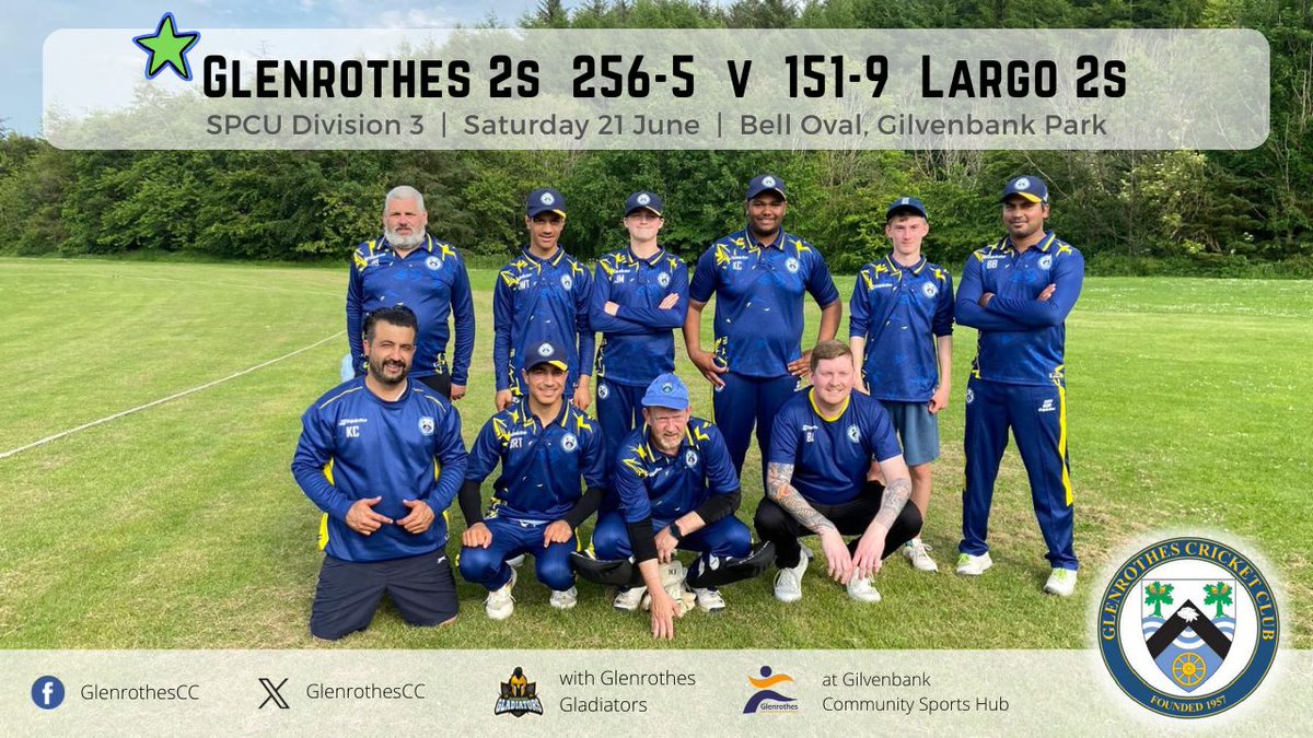 🏏 Glenrothes 2s 256-5 v 151-9 Largo 2s
🏆 SPCU Division 3
📅 Saturday 21 June

The mix of youth and experience continues to pay dividends for Glenrothes 2nd XI, with confidence and skills increasing week-by-week.

🔗 Report glenrothescc.co.uk/teams/89142/ma…