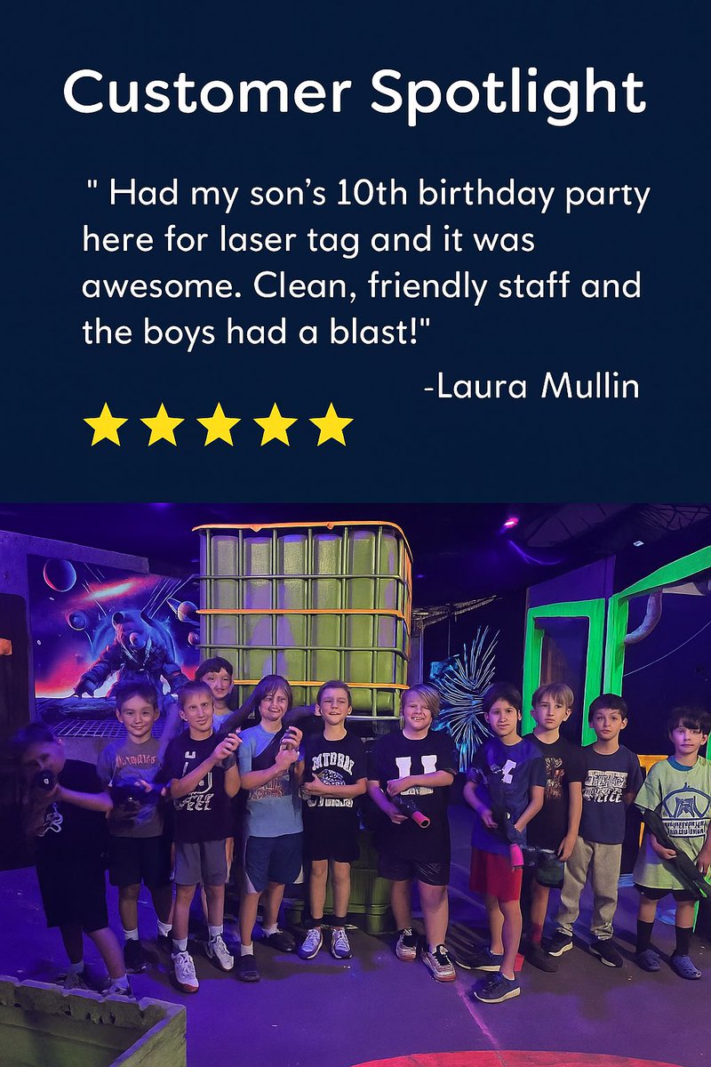 SteelTownPB's tweet photo. We love hearing about your amazing experiences at Steeltown Event Park — and this one absolutely made our day:

“Had my son’s 10th birthday party here for laser tag and it was awesome. Clean, friendly staff and the boys had a blast!”
— ⭐️⭐️⭐️⭐️⭐️ Laura Mullin

From exciting laser tag battles to our clean, welcoming facility and awesome staff — we’re here to make your special events unforgettable.

💥 Planning a party? Let us help you make it epic!

📍 Book your next birthday, team party, or private event at Steeltown today.
🌐https://t.co/R8M76spN8I
📸 Have a story to share? Drop your review in the comments!

#SteeltownEventPark #CustomerTestimonial #LaserTagFun #BirthdayPartySuccess #PittsburghEvents #EventVenueLove