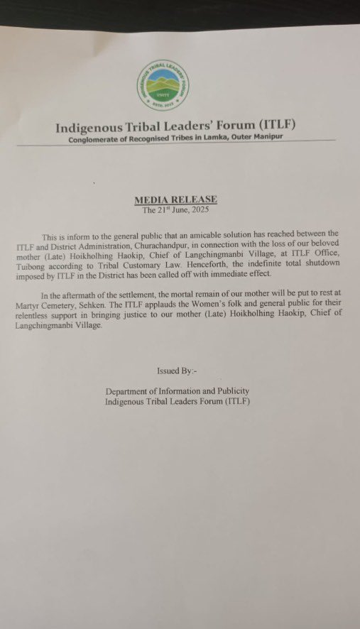 ‼️India’s Defence Ministry strongly criticised the local media in Manipur for carrying "misinformation" that the army was involved in an "agreement" which led to a Kuki group agreeing to call off an indefinite shutdown in Churachandpur district ‼️

Pretend tribal and self claimed