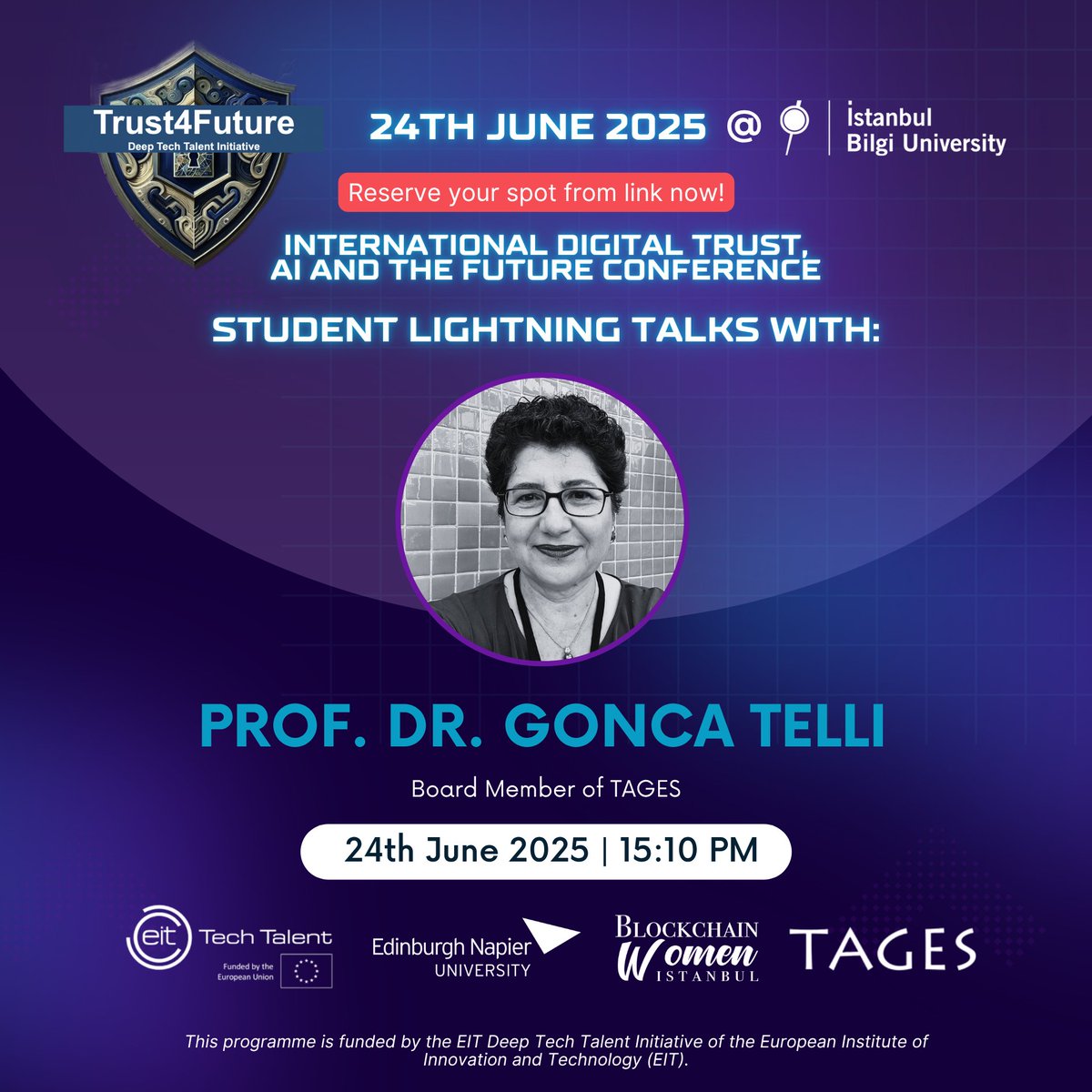 Trust4Future's tweet photo. 📢 We’re excited to present the Student Lightning Talks session at the International Digital Trust, AI and the Future Conference, taking place on 24th June 2025 at Istanbul Bilgi University!

Big thank you to all our young speakers for their enthusiasm, creativity, and insights! https://t.co/9D5uwrySJy