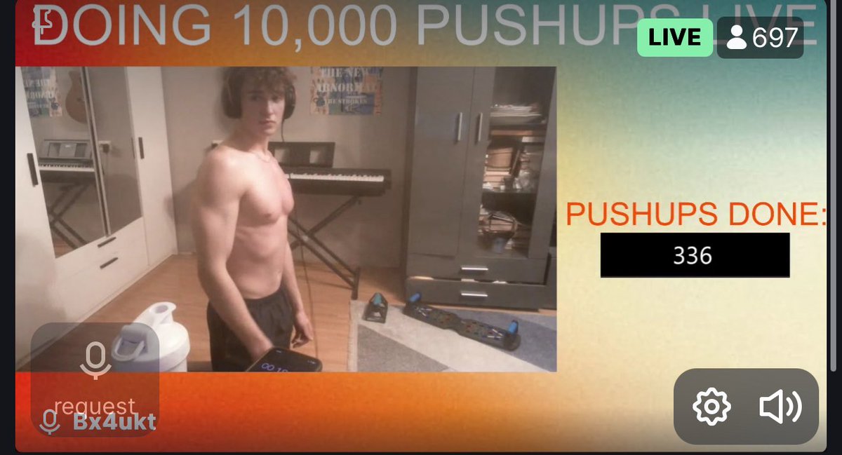 10k pushups live?

Sounds insane, aped

He is alr at 336.

$PUSHUPS