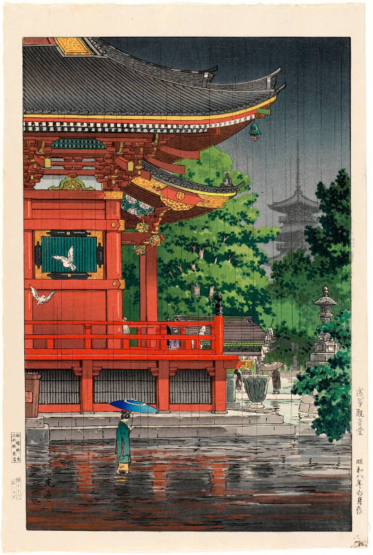 JapanTraCul's tweet photo. Asakusa Kannon Temple, by Tsuchiya Koitsu, 1933 https://t.co/XmzVy6xkBa