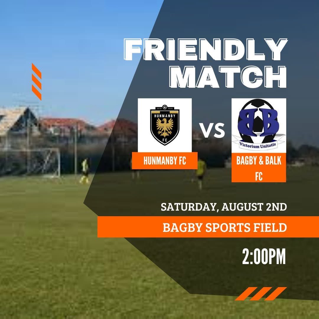 📌Fixture announcement📌

The lads will be traveling to Bagby &amp; Balk FC for our first ever away Fixture as a club, on the 2nd of August for another test in our pre season schedule.

🟠⚫️⚪️