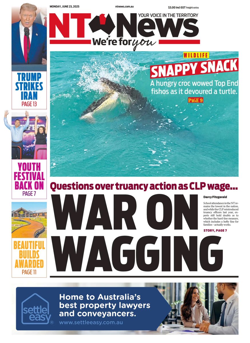 🇦🇺 War On Wagging

▫POLL: Do NT truants need the carrot or stick to stay in school?
▫<a href="/Drcyftz/">Darcy Fitzgerald</a>

#frontpagestoday #Australia <a href="/TheNTNews/">The NT News</a>
