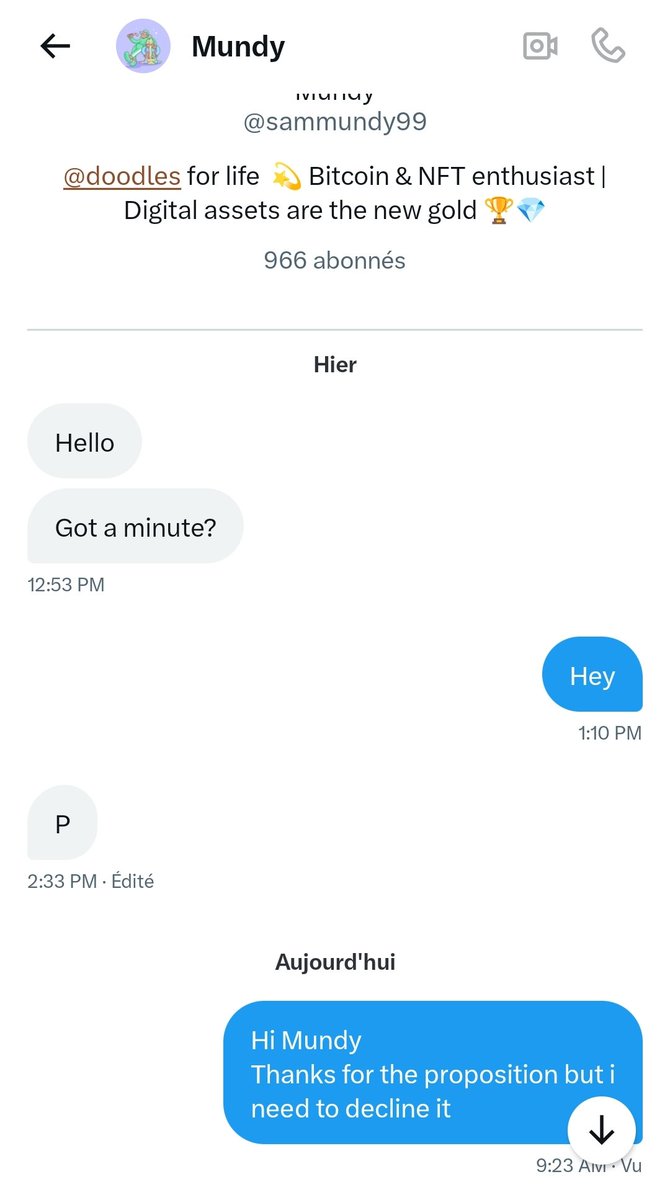 Be careful scammers are always around us
Be careful with <a href="/sammundy99/">Mundy</a>
He/she tried to recruit me for a fake project 
And blocked me wen i refused
Also edited his/ her private message
<a href="/lia_rocks888/">Lia</a> <a href="/JPSuited/">JPSuited</a> <a href="/LawDawg1210/">LawDawg(🏠,🪙)</a>