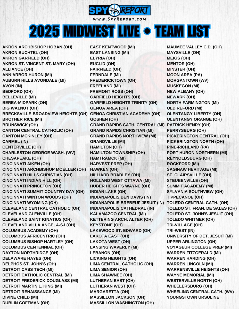 🏀 MIDWEST LIVE • JUNE 27-29, 2025
📚 COMPLETE TEAM LIST (2025)
🏢 CEDAR POINT SPORTS CENTER
🗺️ 2701 CLEVELAND ROAD WEST
📍 SANDUSKY, OH 44870