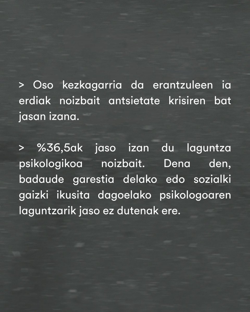 Galdetegiaren emaitzen 2.atala:

Galdetegia erantzun duten gazteen % 90 baino gehiagorentzat kezka iturri da buru osasuna.