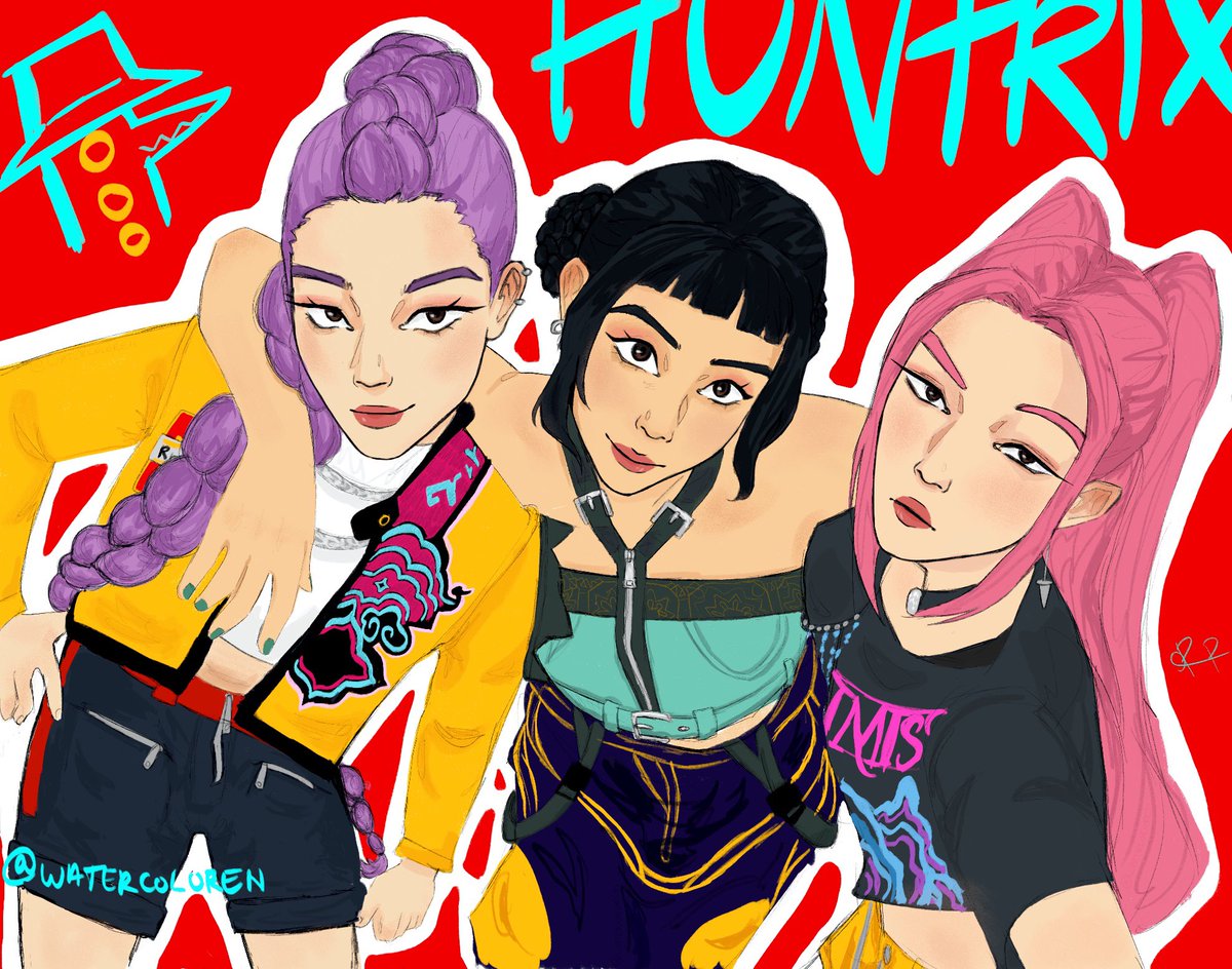 watercoloren's tweet photo. Huntrix 👹
 
#KPOPDEMONHUNTERS https://t.co/UQNqcmjuhI