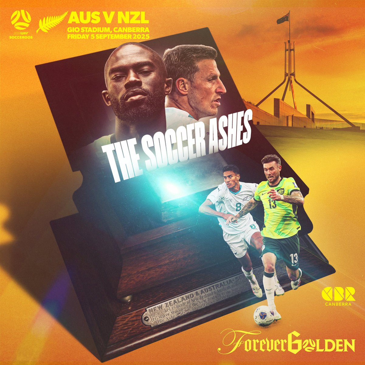 We’re coming to the capital to renew a rivalry! 🇦🇺🤝🇳🇿

This September, Canberra will host the first of a two-match series against New Zealand, contesting the historic Soccer Ashes Trophy.

🎟️ Pre-sale: 24.6.25, 10:00am AEST
🎟️ General Public on sale: 25.6.25, 4:00pm AEST

📰