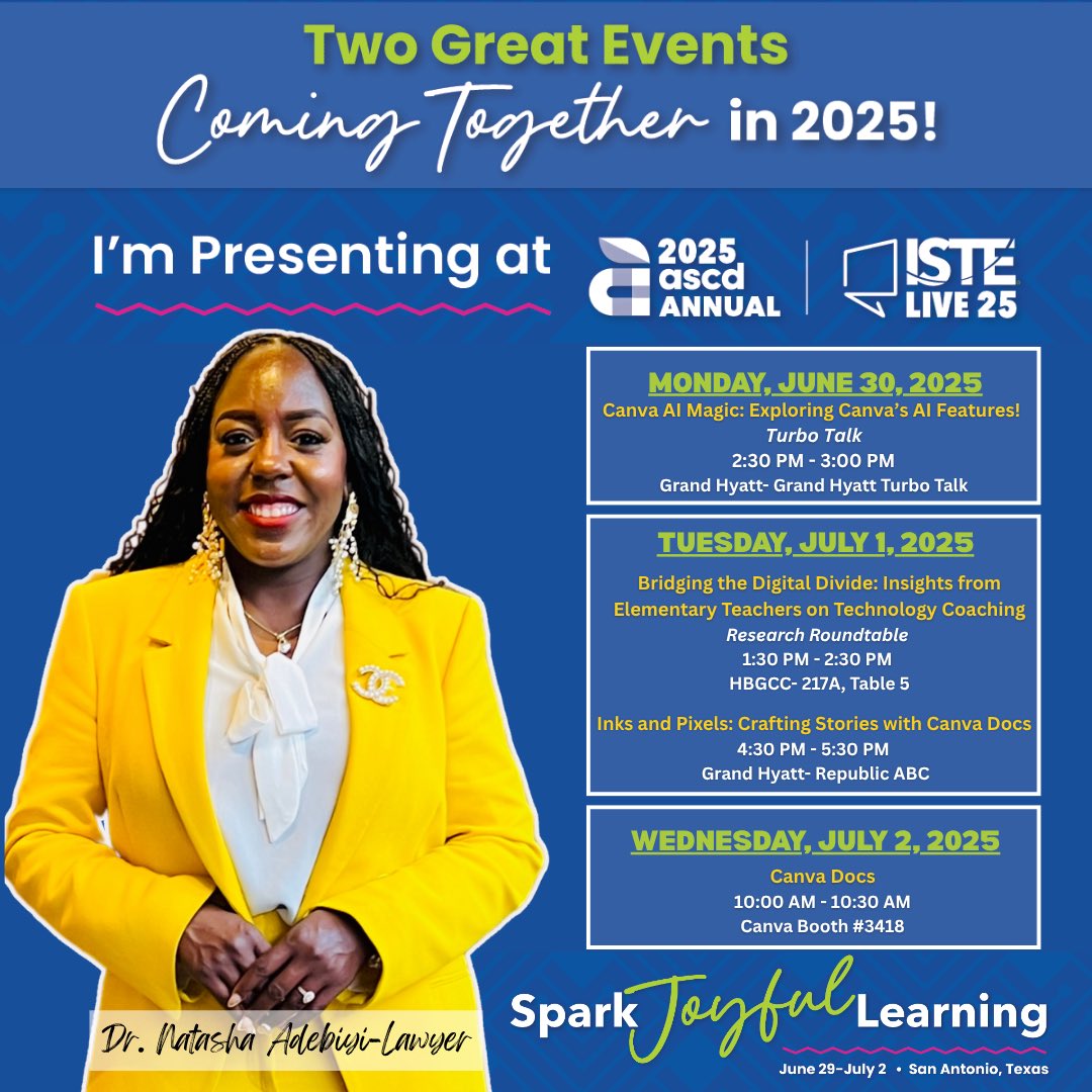 ✨Excited to be presenting at #ISTELive next week! 🎉 I can’t wait to share, learn, and connect with fellow educators and edtech enthusiasts. If you’ll be there, let’s connect! 💬💡
#ISTELive25 #EdTech #ISTEConnects
