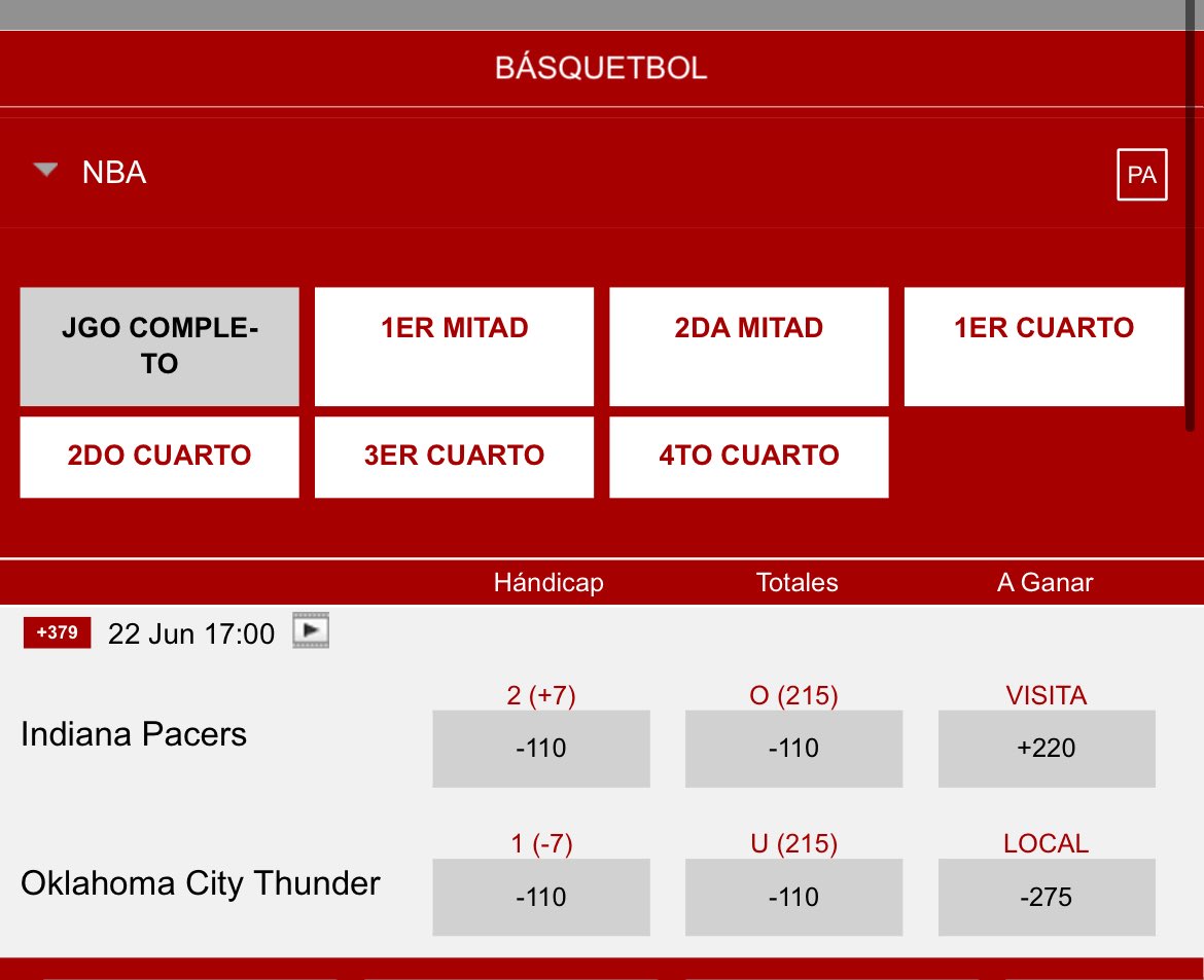 OKC / Pacers 
GAME 7 🔒 

JUGADA GARANTIZADA!!
$175 PESOS!!

(Si por alguna rara razón se pierde te llevas un mes entero en el grupo privado!)

Esta noche ganamos fácil!