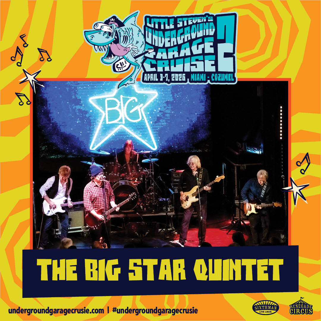 Big Star (@bigstarband) on Twitter photo Just announced! The Big Star Quintet joins the 2nd sailing of Little Stevenâs Underground Garage Cruise! The ship sails April 3â7, 2026, from Miami to Cozumel, Mexico. Go to UndergroundGarageCruise.com for the full lineup! And follow <a href="/ug_cruise/">Little Stevenâs Underground Garage Cruise</a> for official cruise updates. Just announced! The Big Star Quintet joins the 2nd sailing of Little Stevenâs Underground Garage Cruise! The ship sails April 3â7, 2026, from Miami to Cozumel, Mexico. Go to UndergroundGarageCruise.com for the full lineup! And follow <a href="/ug_cruise/">Little Stevenâs Underground Garage Cruise</a> for official cruise updates.