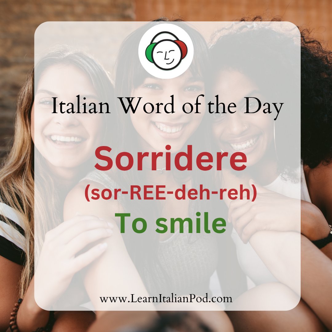 Italian Word of the Day 🇮🇹
💬Sorridere (sor-REE-deh-reh) – To smile
📖È impossibile non sorridere quando assaggi un buon gelato.
👉It's impossible not to smile when you taste good ice cream.
💡Italians are known for their expressive faces and warm smiles, which are considered