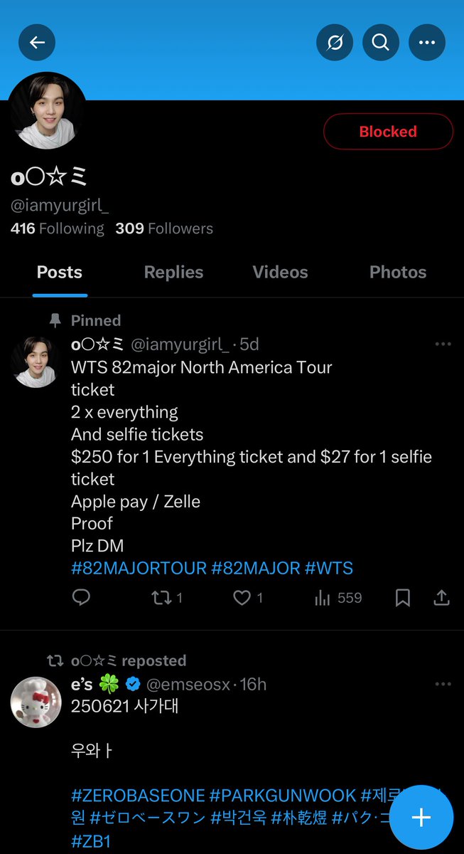 withihyo's tweet photo. Somnies that have put up posts looking for xtra benefit packages for tour:

please beware of these two scammers! 
they’ve gone as far as making a fake website with “listings” of vvip packages for three cities + another bg tour benefit 

(screen rec in replies) https://t.co/8jiIj6g3F8