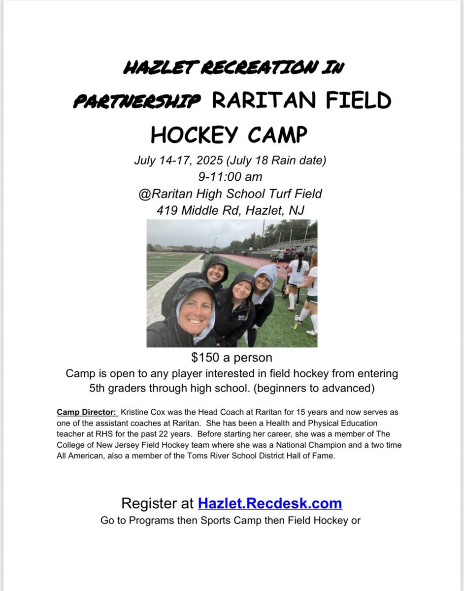 coach cox (@rhscoachcox) on Twitter photo Field hockey camp for anyone interested …please share with anyone that may be interested <a href="/RaritanSports/">John DeGenito</a> <a href="/RaritanAD/">T.J. O’Donnell</a> <a href="/TemplarFHGroup/">tєmplαr fh grσup</a> Field hockey camp for anyone interested …please share with anyone that may be interested <a href="/RaritanSports/">John DeGenito</a> <a href="/RaritanAD/">T.J. O’Donnell</a> <a href="/TemplarFHGroup/">tєmplαr fh grσup</a>