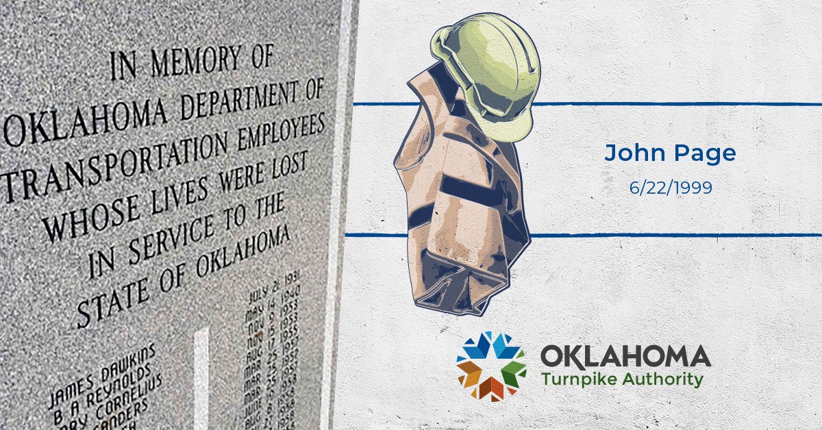 OKTurnpike's tweet photo. Today, we remember John Page who was killed on June 22, 1999, while on the job. Mr. Page was part of the Oklahoma Turnpike Authority, working on the SH-375/Indian Nation Turnpike.
#workermemorial #workzoneawareness
https://t.co/RWBnYHHeXn https://t.co/oULAVKWkNL