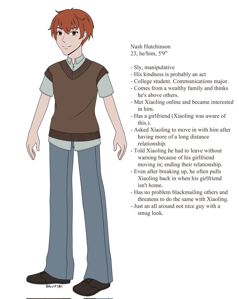 ArtOfTiAM's tweet photo. Last two characters finished for Art Fight. The best friend with a good heart, Owen, and the smug ex-boyfriend that deserves to be punched, Nash. It's been fun working on OCs again, so maybe when I get the time I'll work on the group I didn't get around to this time. https://t.co/voetpq1zS0