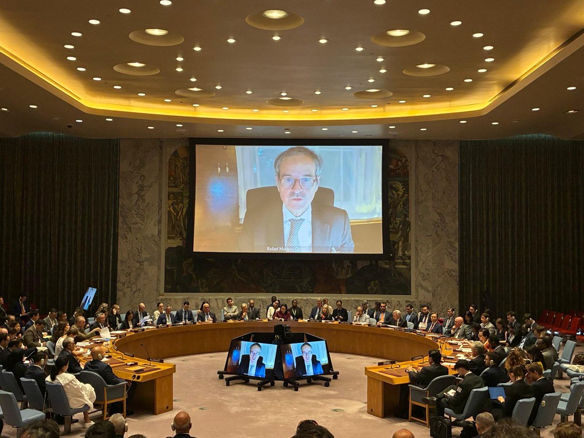 Rafael Mariano Grossi (@rafaelmgrossi) on Twitter photo I just addressed the <a href="/UN/">United Nations</a> Security Council #UNSC on the situation in Iran.
If the window for diplomacy closes, violence and destruction could reach unthinkable levels, and the global non-proliferation regime could crumble and fall.
My full statement: atoms.iaea.org/4llPiRH I just addressed the <a href="/UN/">United Nations</a> Security Council #UNSC on the situation in Iran.
If the window for diplomacy closes, violence and destruction could reach unthinkable levels, and the global non-proliferation regime could crumble and fall.
My full statement: atoms.iaea.org/4llPiRH