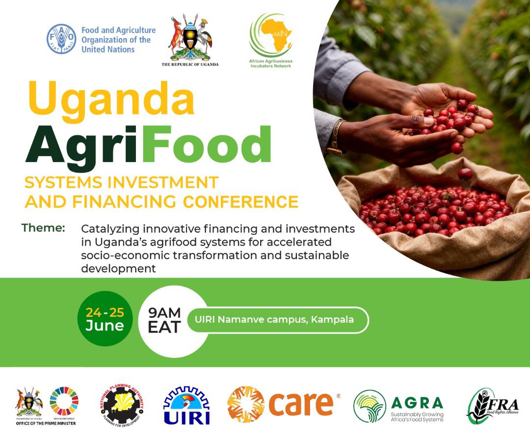 MAAIF 🇺🇬 (@maaif_uganda) on Twitter photo 📢Agri-food systems: Save the date for the 2025 Uganda AgriFood Systems Investment and Financing Conference.
🗓 June 24-25
Organized by <a href="/GovUganda/">Government of Uganda</a>🤝<a href="/FAOUganda/">FAO in Uganda</a>🤝<a href="/AAINOnline/">AAIN</a>🤝<a href="/AGRA_Africa/">AGRA - Sustainably Growing Africa’s Food Systems.</a>🤝<a href="/CARE/">CARE (care.org)</a>🤝<a href="/FRAUGANDA/">Food Rights Alliance - FRA</a>
📍 <a href="/UIRI_UG/">Uganda Industrial Research Institute</a>, Namanve.
#AgriFoodUG25
<a href="/FrankTumwebazek/">Frank K Tumwebaze,MP: Isaiah 41: 11</a> 📢Agri-food systems: Save the date for the 2025 Uganda AgriFood Systems Investment and Financing Conference.
🗓 June 24-25
Organized by <a href="/GovUganda/">Government of Uganda</a>🤝<a href="/FAOUganda/">FAO in Uganda</a>🤝<a href="/AAINOnline/">AAIN</a>🤝<a href="/AGRA_Africa/">AGRA - Sustainably Growing Africa’s Food Systems.</a>🤝<a href="/CARE/">CARE (care.org)</a>🤝<a href="/FRAUGANDA/">Food Rights Alliance - FRA</a>
📍 <a href="/UIRI_UG/">Uganda Industrial Research Institute</a>, Namanve.
#AgriFoodUG25
<a href="/FrankTumwebazek/">Frank K Tumwebaze,MP: Isaiah 41: 11</a>